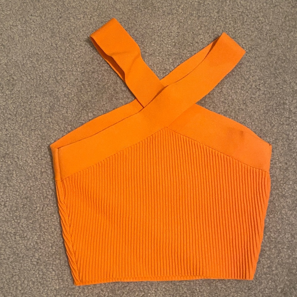 Aritzia Babaton Vibrant Orange Cross-Strap Tank Top